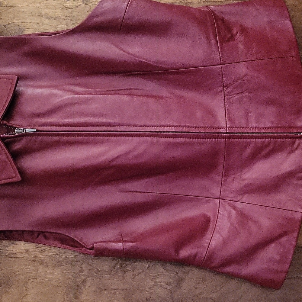 Burgundy Brick Lambskin Leather Vest L - Picture 3 of 6